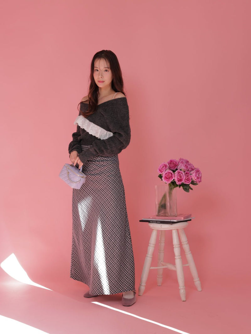 Drape Check Skirt - MAISON MARBLE