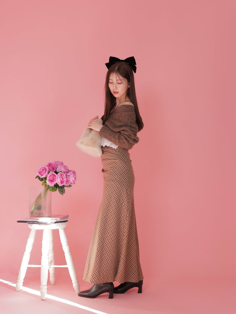 Drape Check Skirt - MAISON MARBLE