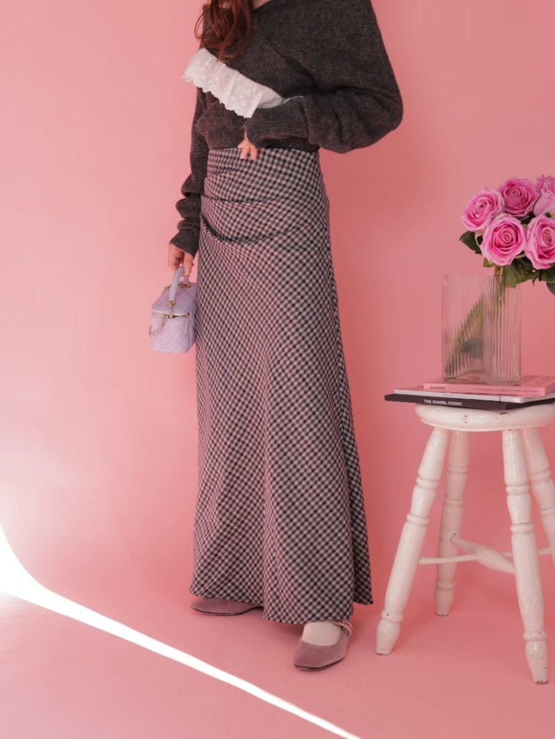Drape Check Skirt - MAISON MARBLE
