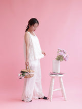 Embroidery Cotton Set Pants - MAISON MARBLE