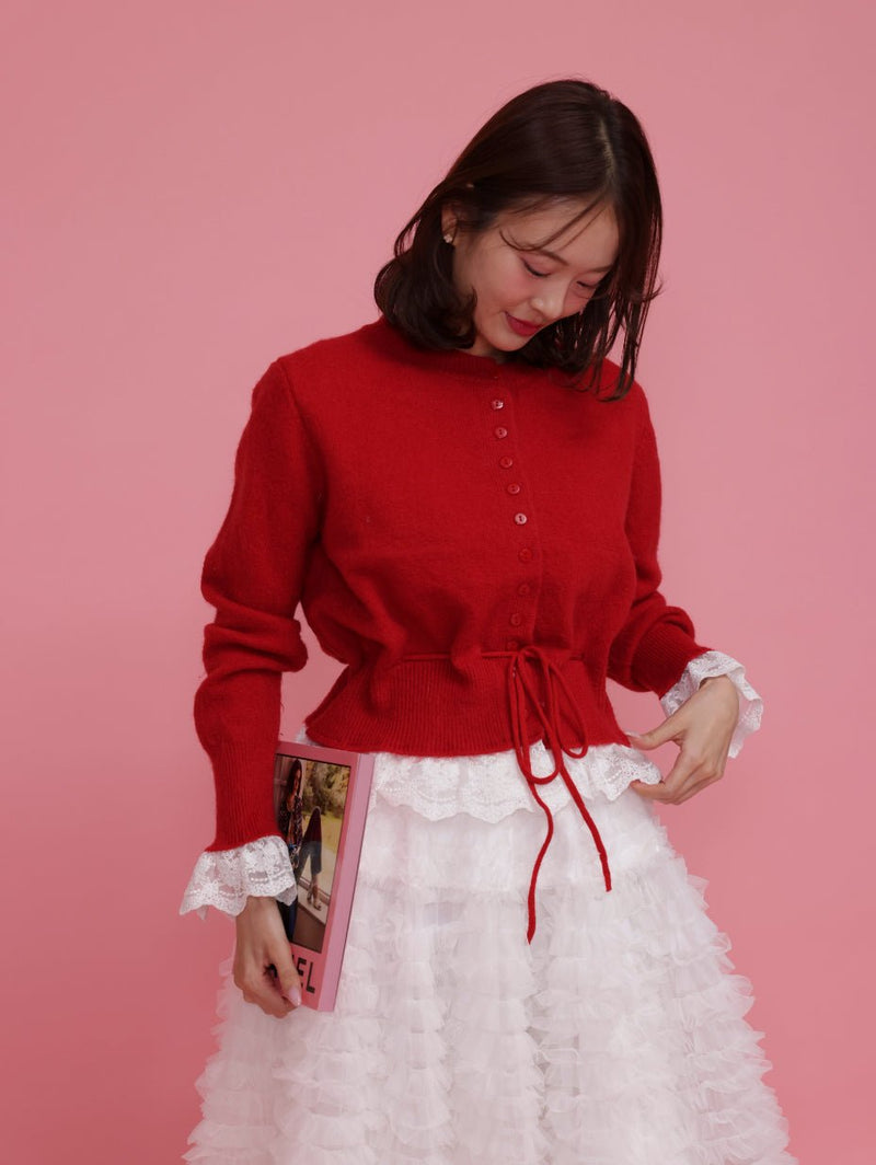 ドルチェリーチェBalloon Ribbon Knit Tops Ribbon Balloon Tops