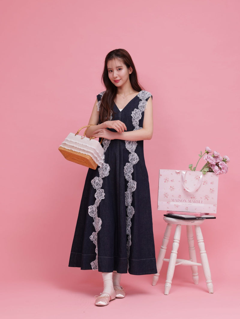 メゾンマーブル maison marble Fleur Denim Dress 再販】Fleur Denim Dress – MAISON MARBLE