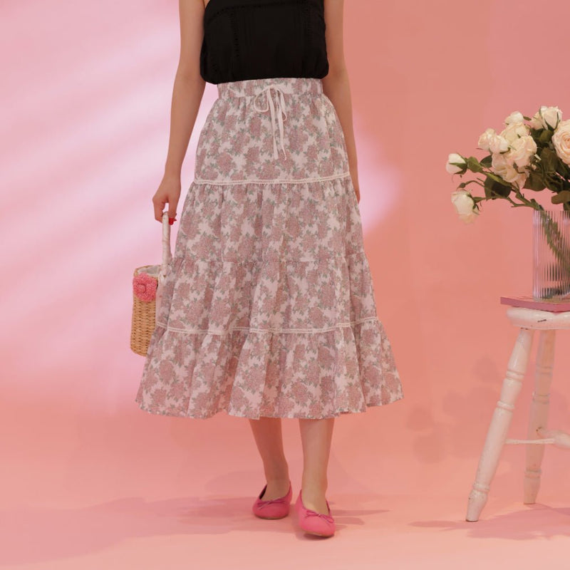 Floral Tiered Skirt - MAISON MARBLE