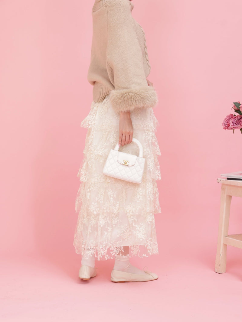 Flower Lace Tiered Skirt - MAISON MARBLE