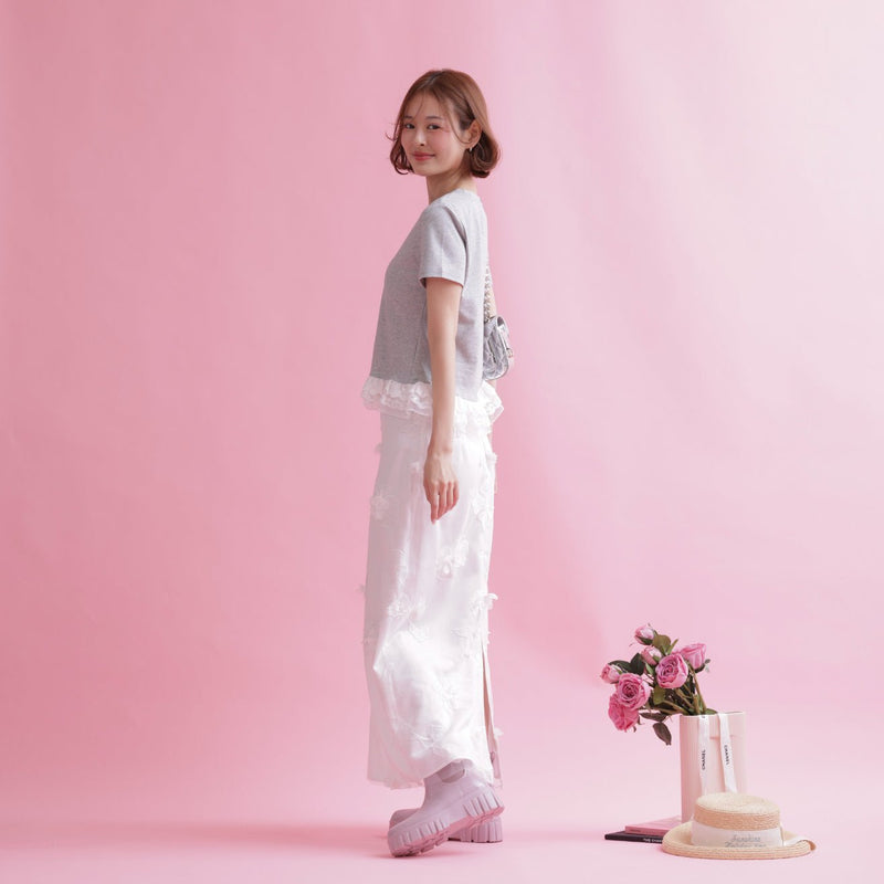 Flower Satin Skirt - MAISON MARBLE