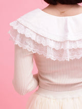 Frill Collar Rib Knit - MAISON MARBLE