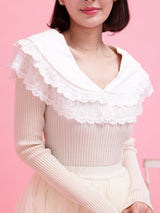 Frill Collar Rib Knit - MAISON MARBLE