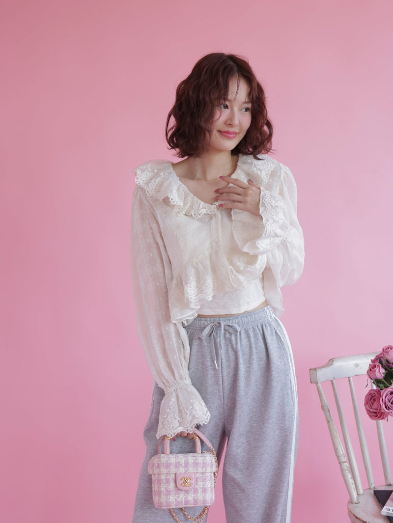 Frill Crop Blouse - MAISON MARBLE