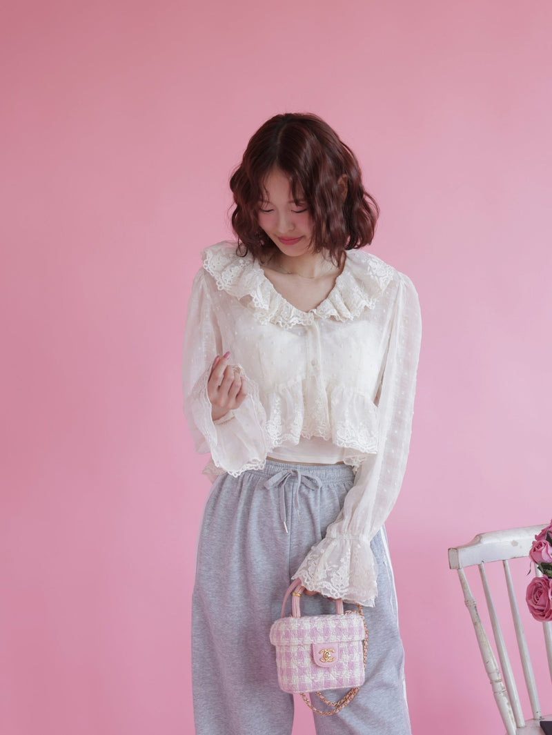 Frill Crop Blouse - MAISON MARBLE