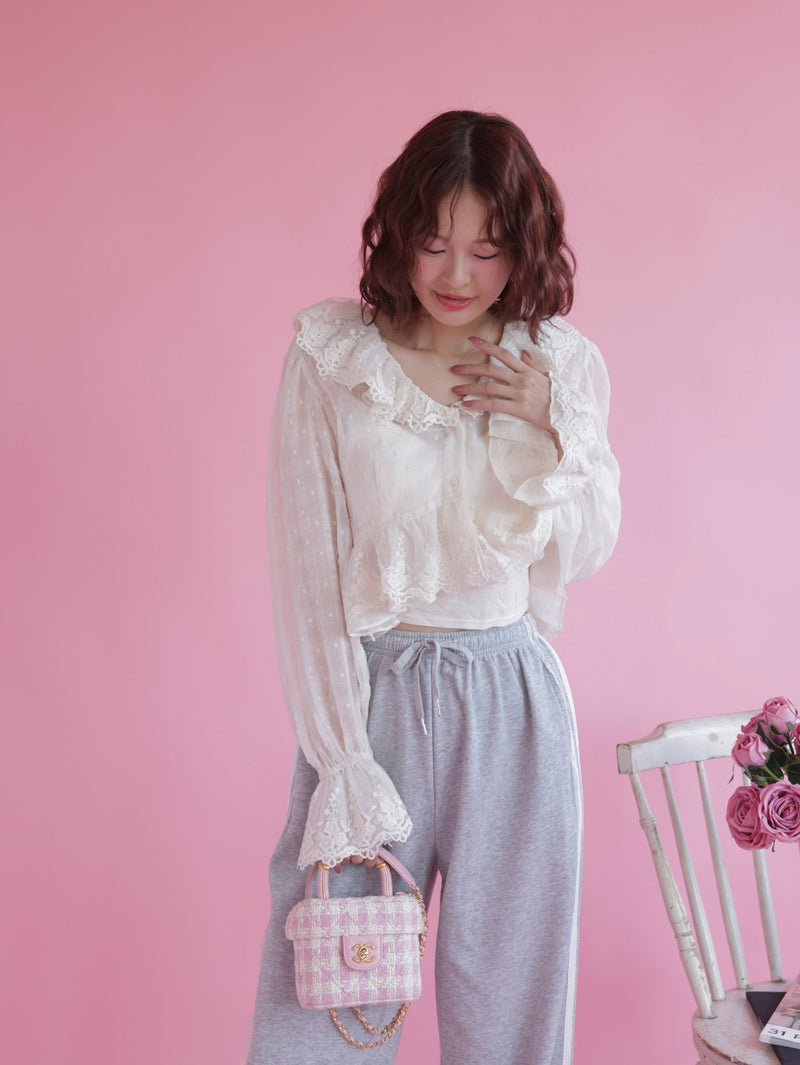 Frill Crop Blouse - MAISON MARBLE