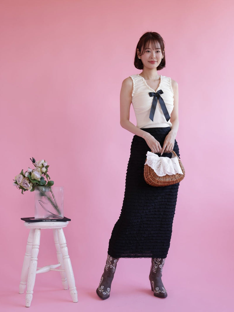 Frill Pencil Skirt - MAISON MARBLE