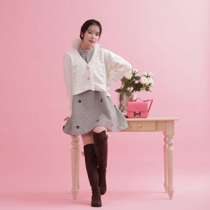 Frill Short Cardigan - MAISON MARBLE