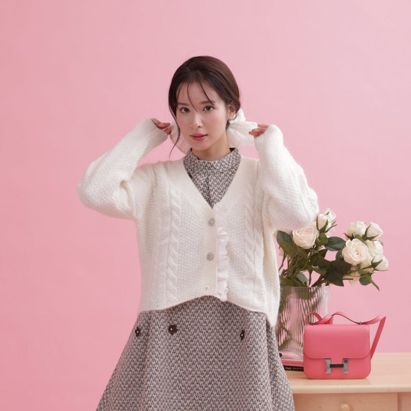 Frill Short Cardigan - MAISON MARBLE