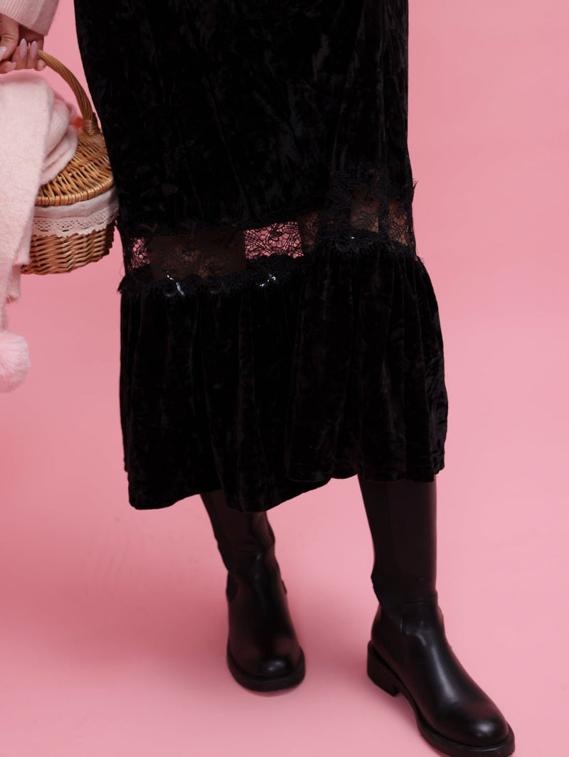 Frill Velour Cami Dress - MAISON MARBLE