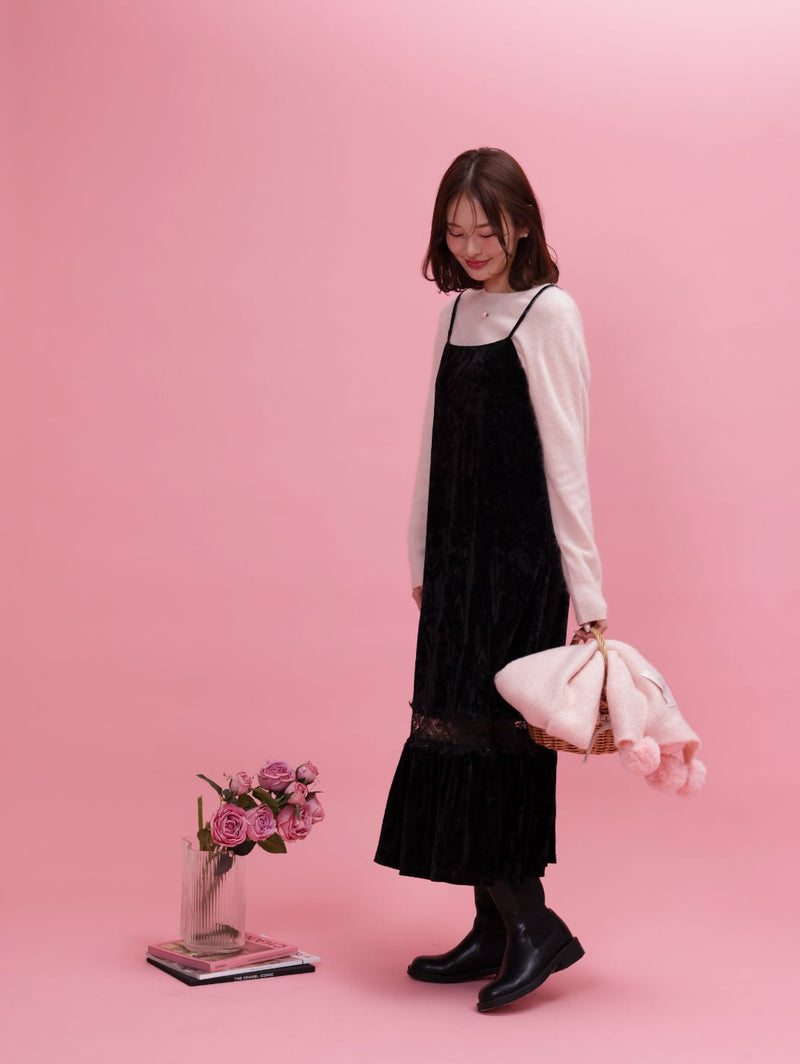 Frill Velour Cami Dress - MAISON MARBLE