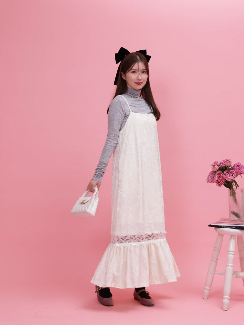 Frill Velour Cami Dress - MAISON MARBLE