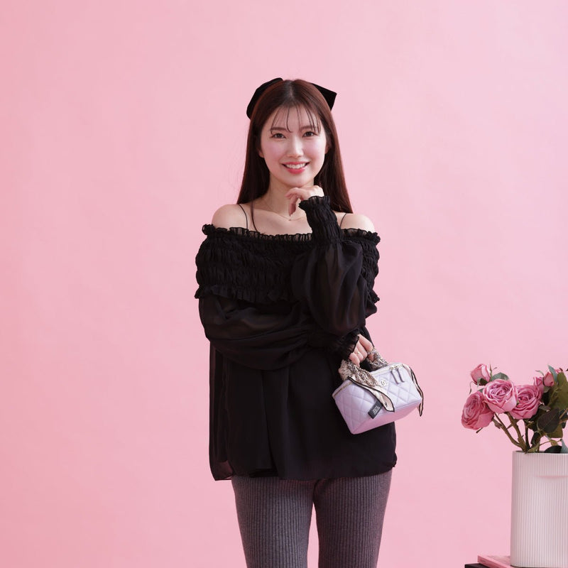 Gather Sheer Blouse - MAISON MARBLE