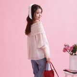 Gather Sheer Blouse - MAISON MARBLE