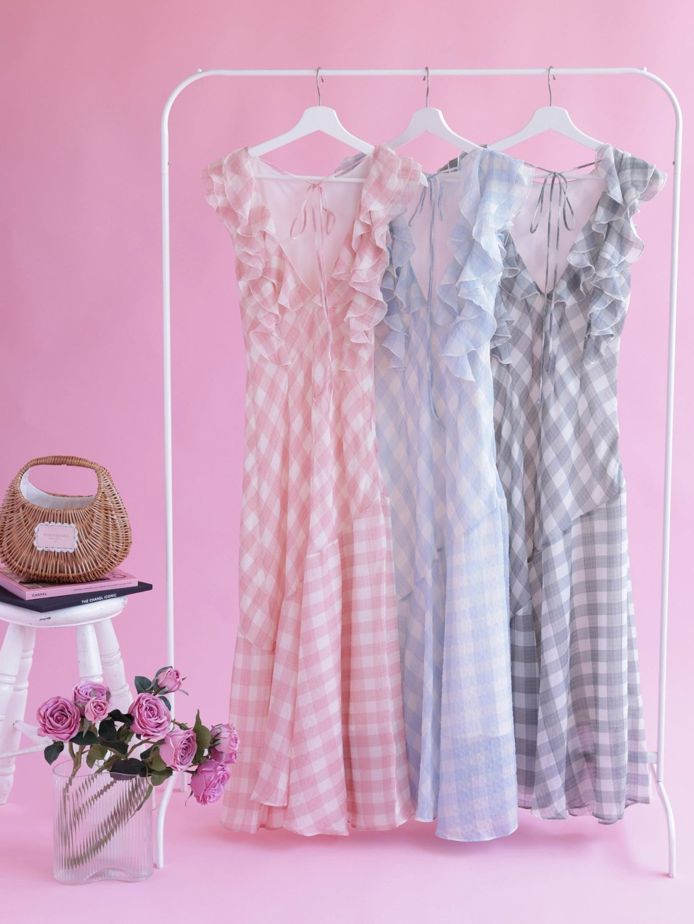 再販】Gingham Frill Dress – MAISON MARBLE