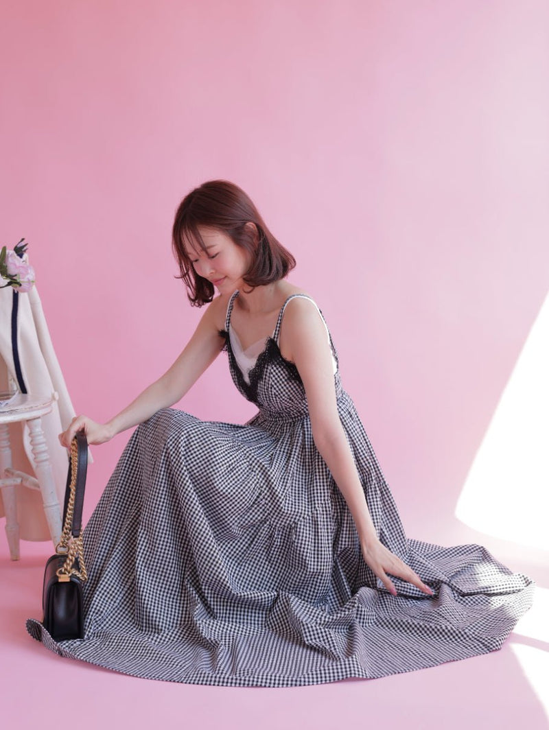 Gingham Long Dress - MAISON MARBLE