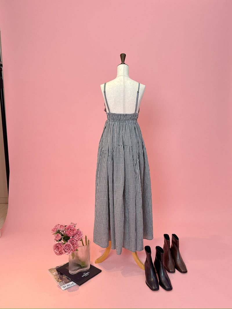Gingham Long Dress - MAISON MARBLE