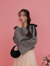Gingham Ribbon Long Tops - MAISON MARBLE