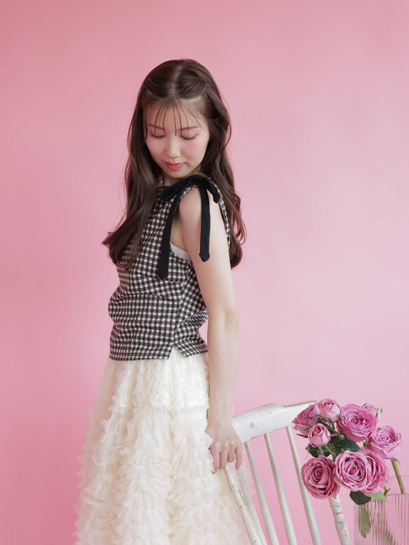 Gingham Ribbon Tops - MAISON MARBLE