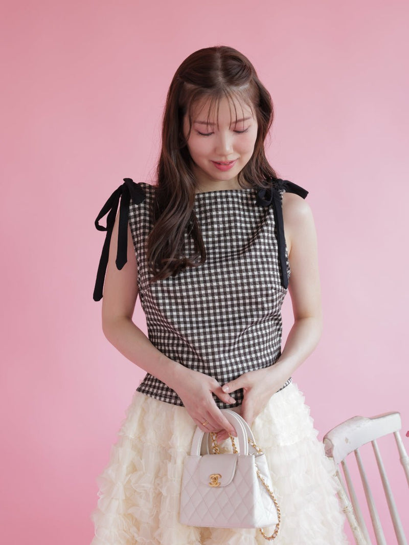 Gingham Ribbon Tops - MAISON MARBLE