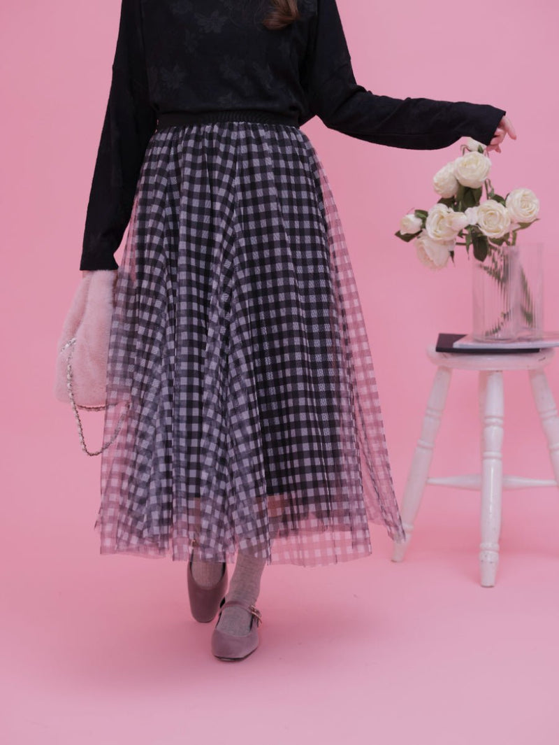 Gingham Tulle Skirt - MAISON MARBLE