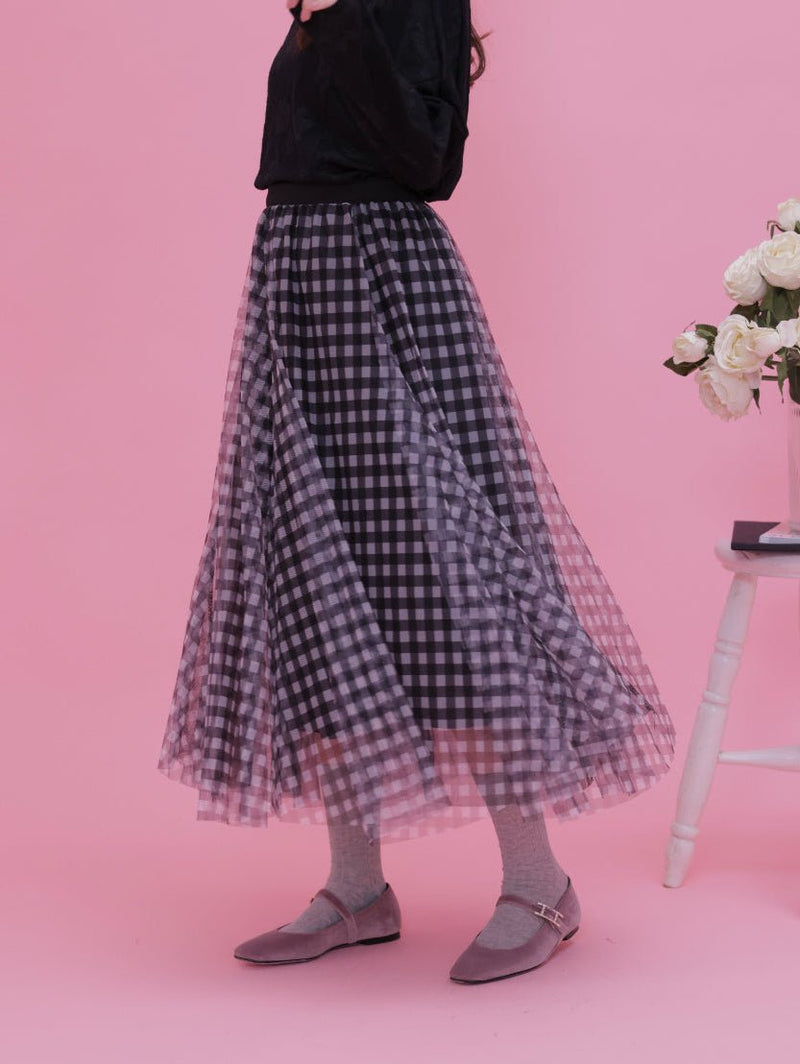 Gingham Tulle Skirt - MAISON MARBLE