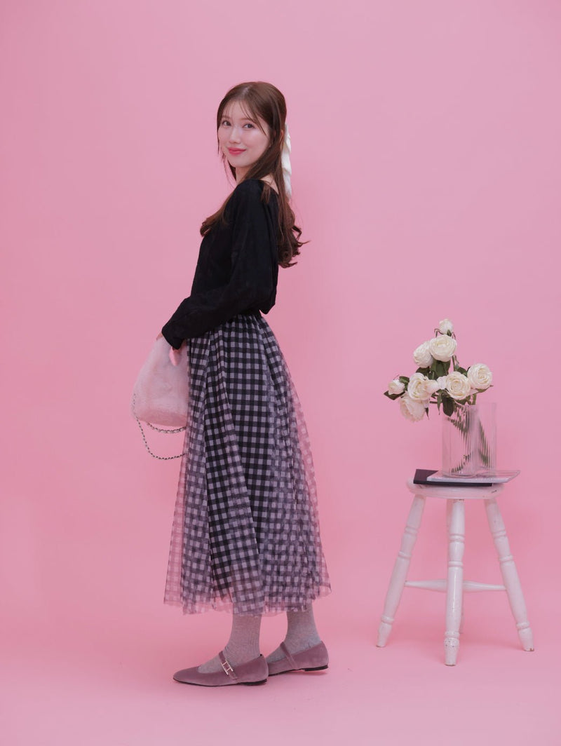 Gingham Tulle Skirt - MAISON MARBLE