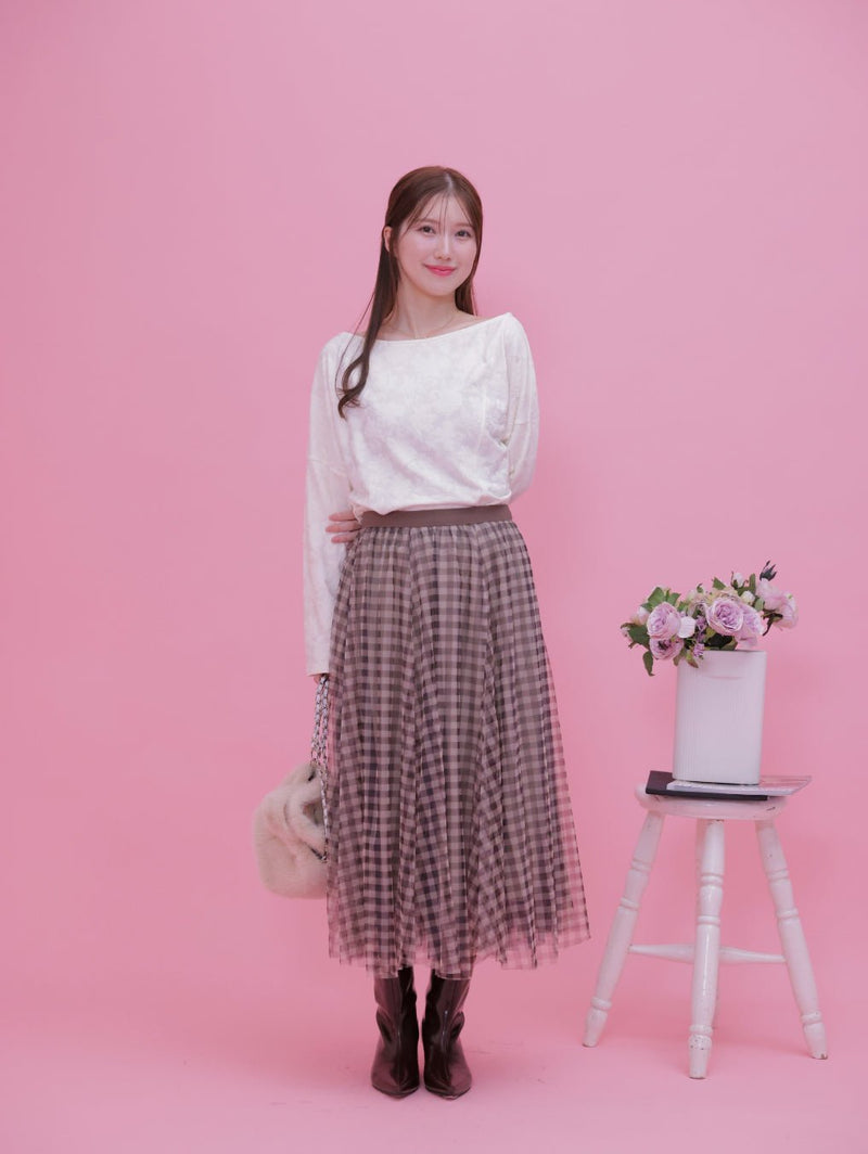 Gingham Tulle Skirt - MAISON MARBLE