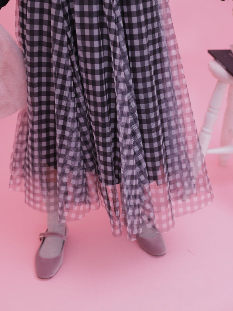 Gingham Tulle Skirt - MAISON MARBLE