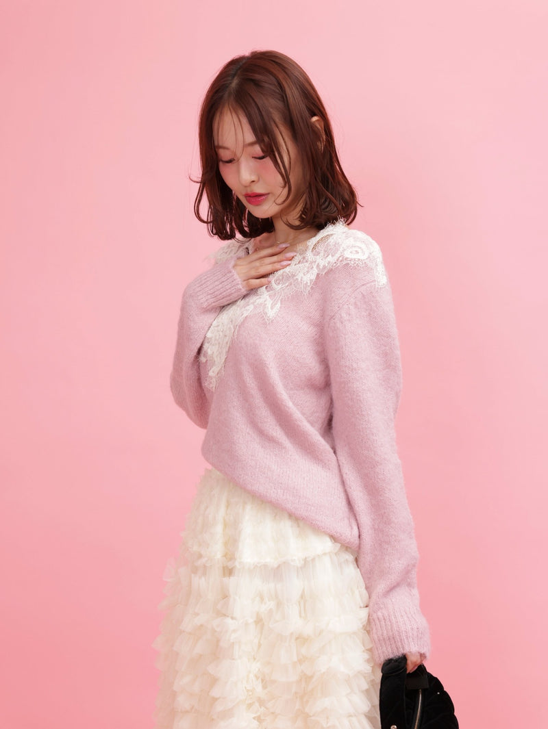 Glitter Lace V Knit - MAISON MARBLE