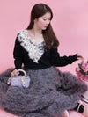 Glitter Lace V Knit - MAISON MARBLE