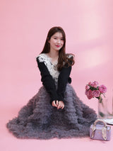 Glitter Lace V Knit - MAISON MARBLE