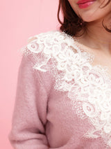 Glitter Lace V Knit - MAISON MARBLE