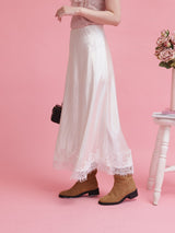 Lace Satin Skirt - MAISON MARBLE