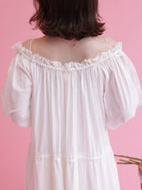 Lace Volume Long Dress - MAISON MARBLE