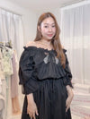 Lace Volume Long Dress - MAISON MARBLE