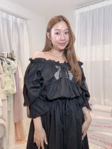 Lace Volume Long Dress - MAISON MARBLE