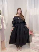 Lace Volume Long Dress - MAISON MARBLE