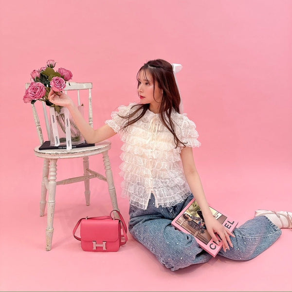 Lacy Angel Blouse Pink – MAISON MARBLE