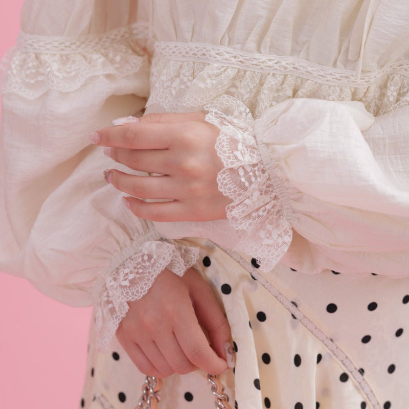 Lacy Gather Blouse - MAISON MARBLE