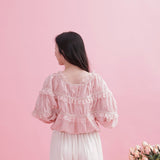 Lacy Gather Blouse - MAISON MARBLE