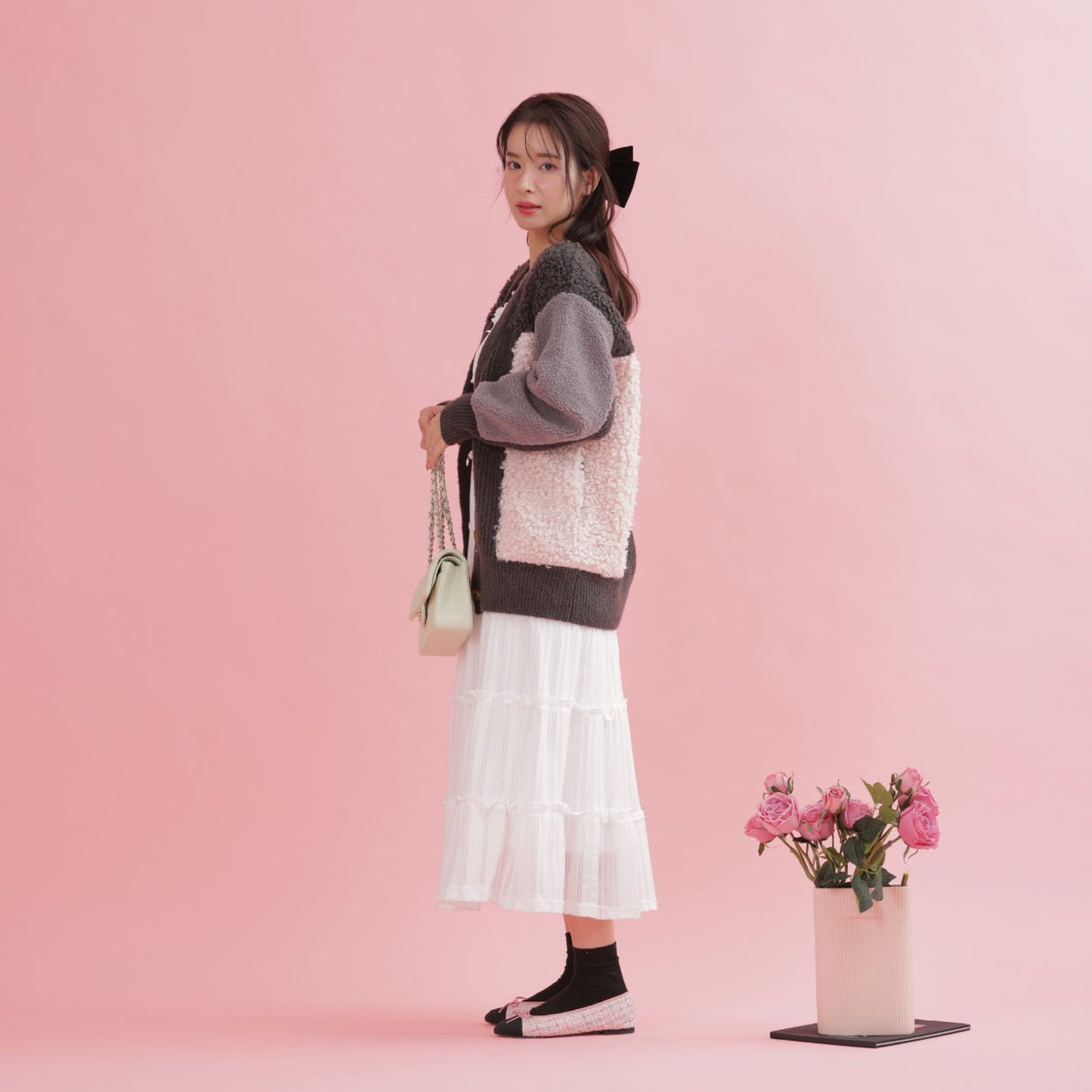メゾンマーブル モコモコガウン ニット ブラウン MAISON MARBLE