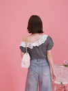 Off shoulder Puff Tee - MAISON MARBLE