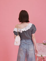 Off shoulder Puff Tee - MAISON MARBLE