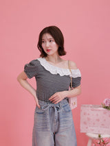 Off shoulder Puff Tee - MAISON MARBLE