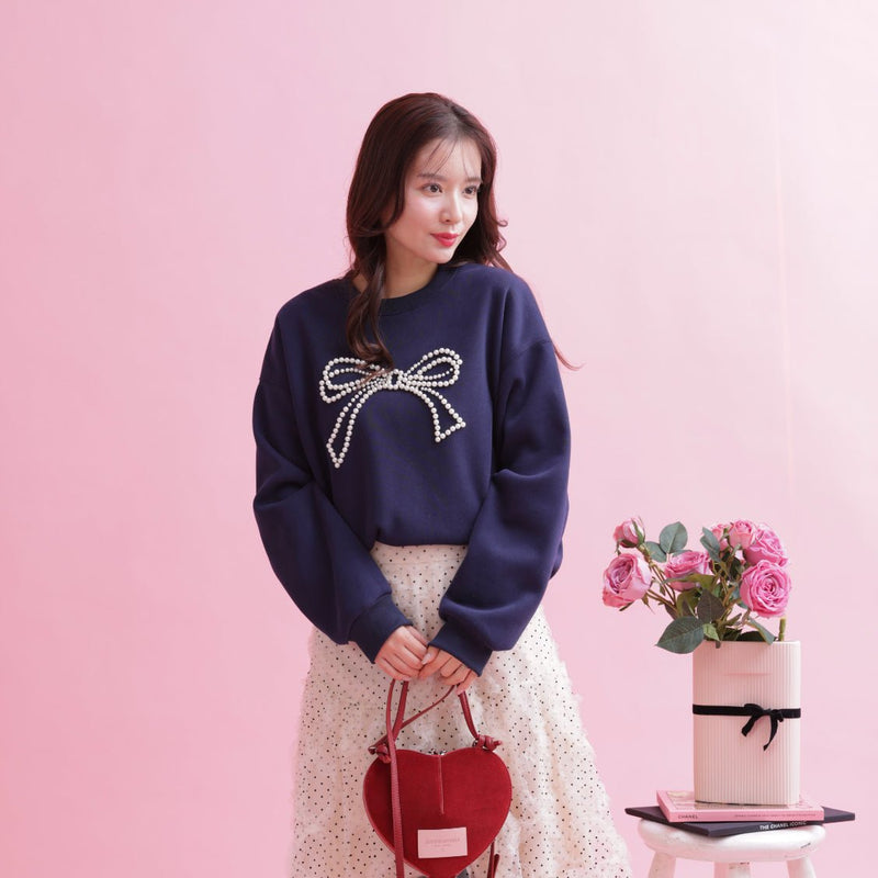 Pearl Ribbon Sweater - MAISON MARBLE